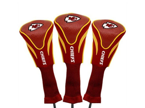 Team Golf NFL Kansas City Chiefs Contour Golf Club Headcovers (3 Count) Numbered 1, 3, & X, Fits Oversized Drivers, Utility, Rescue & Fairway Clubs, Velour lined for Extra Club Protection - Golf Gift