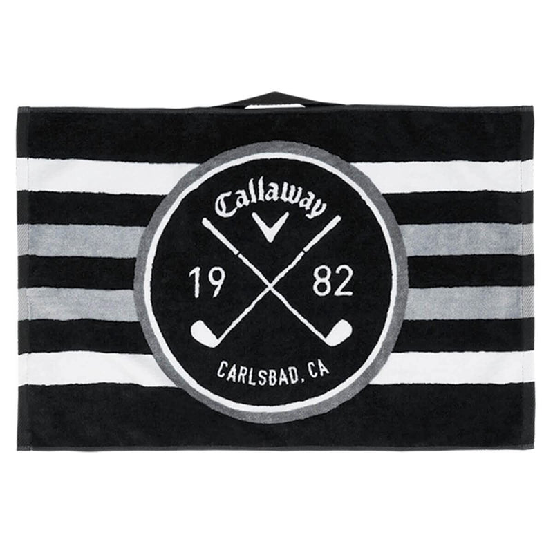 Callaway Golf Unisex Cart Golf Towel - Black/White/Charcoal - One Size, 16" x 24" - Golf Gift