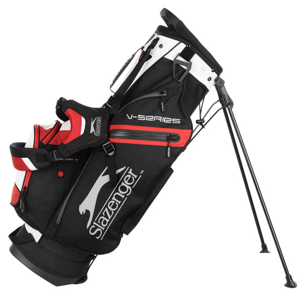 Slazenger Unisex V Series Original Golf Stand Bag Black/White/Red - Golf Gift