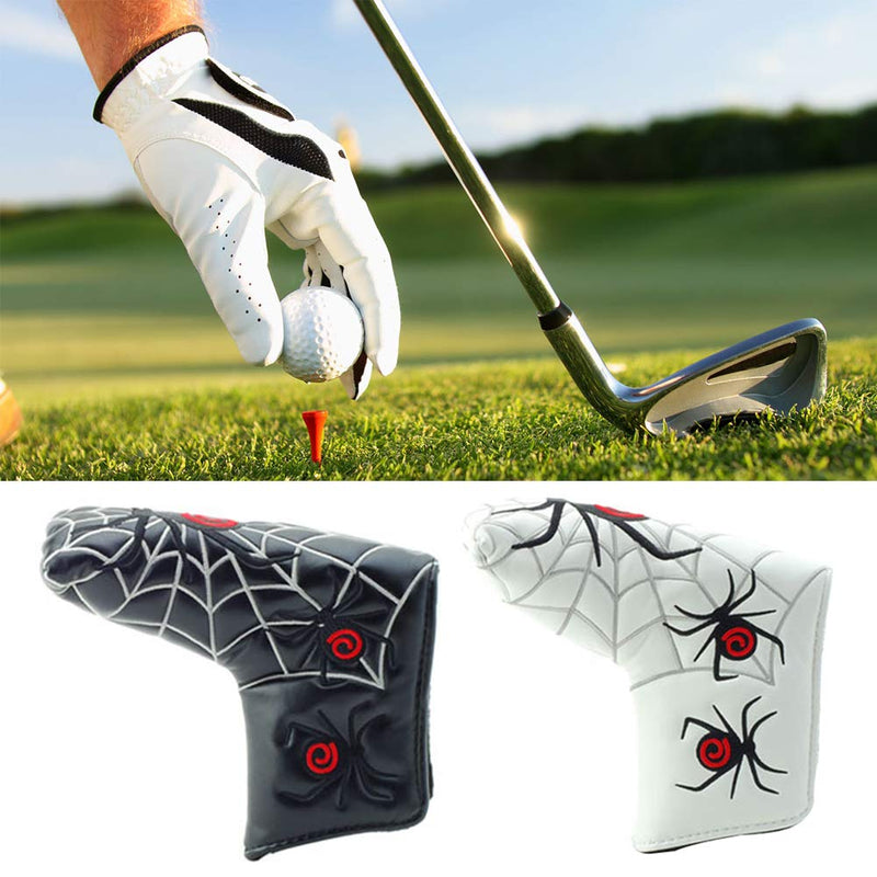 ALEOHALTER Golf Putter Head Cover Spider Web Golf Blade Putter Head Cover PU Leather Mallet Club Protector Golf Putter Cover(Black) - Golf Gift