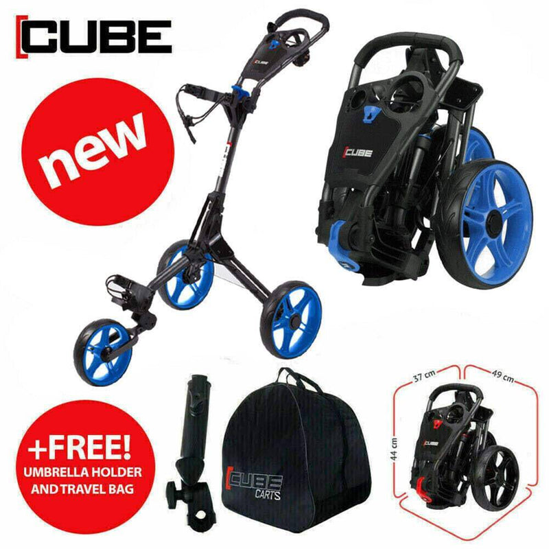 SkyMax Unisex CUBE 3 Golf Trolley - White/Blue - One Size - Golf Gift