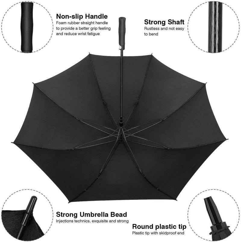 JUKSTG Golf Umbrella,60 Inch Extra Large Windproof Automatic Open Stick Umbrellas,Travel Business Waterproof Umbrella With Ergonomic Non-slip Handle,Black - Golf Gift