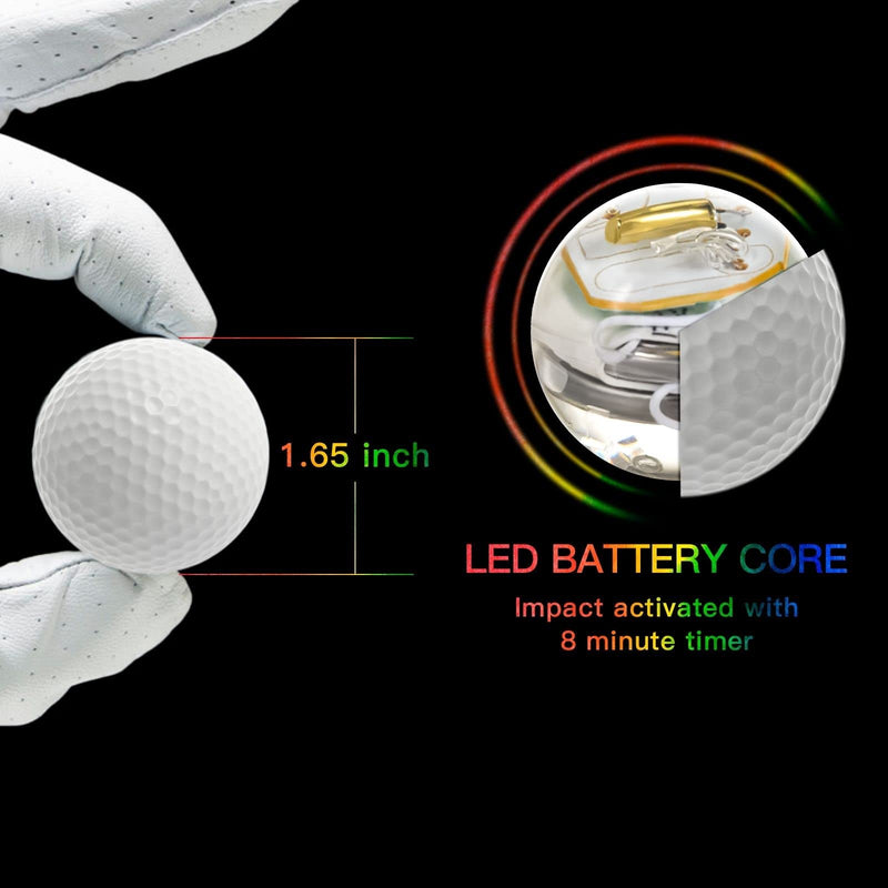 SUOHUI Glow In the Dark Golf Balls, Long Lasting Bright LED Golf Balls, 6 Colors Personalized Golf Balls Gift 6 Pack - Golf Gift