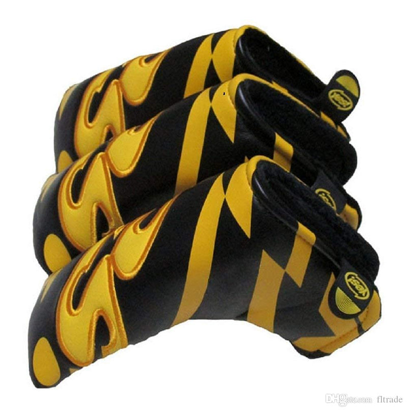 TOHMLAPE Golf Blade Putter Cover Headcover With PU Leather Velcro Closure,Yes Printed Patterned Design for Scotty Cameron Ping Ansor,Black & Yellow - Golf Gift