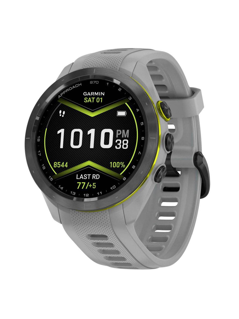 Garmin Approach S70-42 MM Black Ceramic Bezel with Silicone Strap Powder Grey - Golf Gift