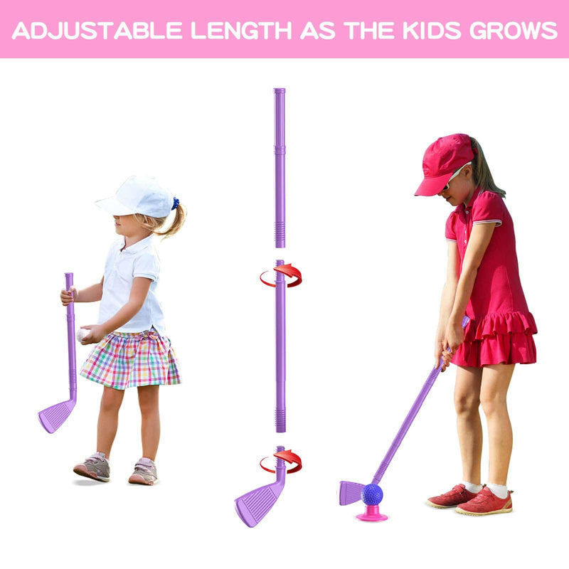 QDRAGON Kids Golf Clubs, Toddler Golf Set With 8 Balls, Putting Mat, 4 Golf Sticks, 2 Practice Holes And Golf Cart With Wheels, Indoor Outdoor Sport Toys Gift For Girls Ages 2 3 4 5+, Pink - Golf Gift