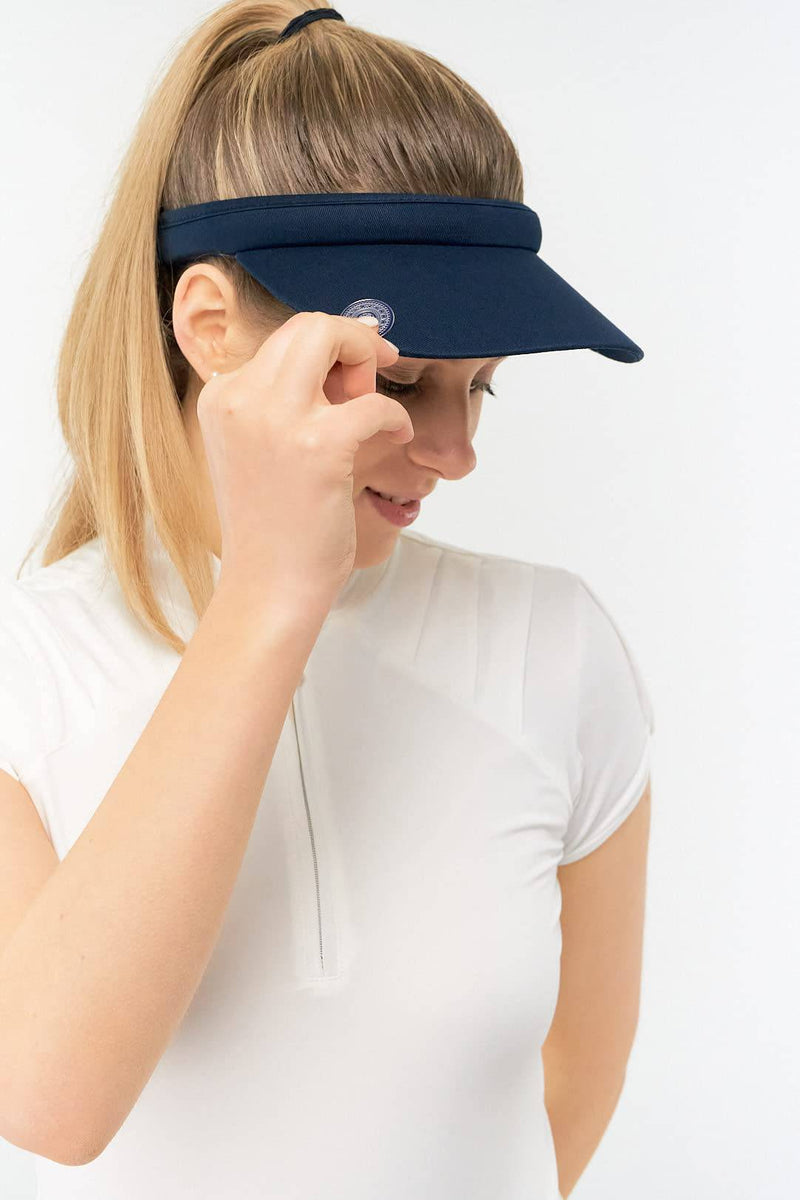 Surprizeshop Womens Golf Visor | Clip Style | Built in Magnet | Comes with Hand Enamelled 25mm Ball Marker | Rigid Peak | Multiple Colours | Golf Visor | Tennis Visor Navy - Golf Gift