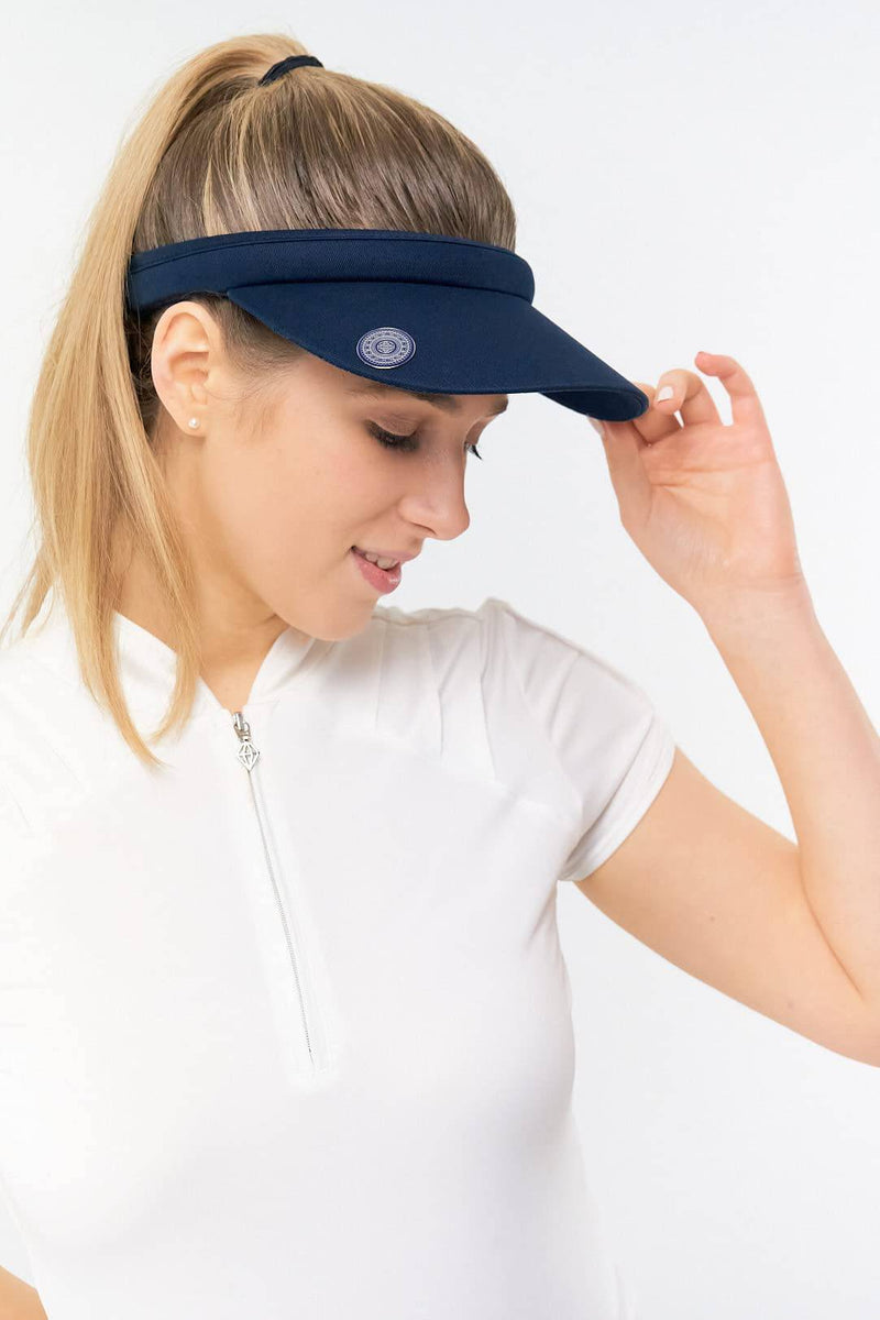 Surprizeshop Womens Golf Visor | Clip Style | Built in Magnet | Comes with Hand Enamelled 25mm Ball Marker | Rigid Peak | Multiple Colours | Golf Visor | Tennis Visor Navy - Golf Gift