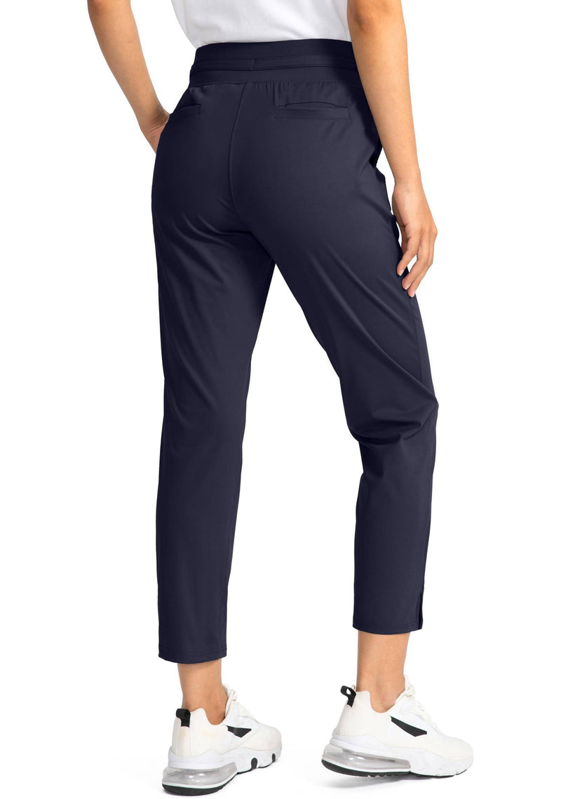 Soothfeel Women's Golf Pants with 4 Pockets 7/8 Stretch High Waisted Sweatpants Travel Athletic Work Pants for Women, Navy Blue, M - Golf Gift