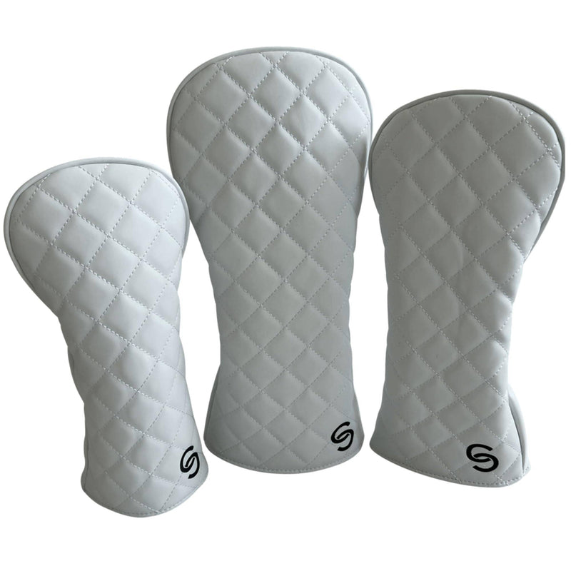 Caddy Club Golf Headcovers - Ghost Quilted Full Set Headcover Stealth White - Golf Gift