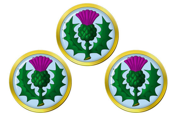 Family Crests Scottish Thistle Set of 3 Golf Ball Markers - Golf Gift