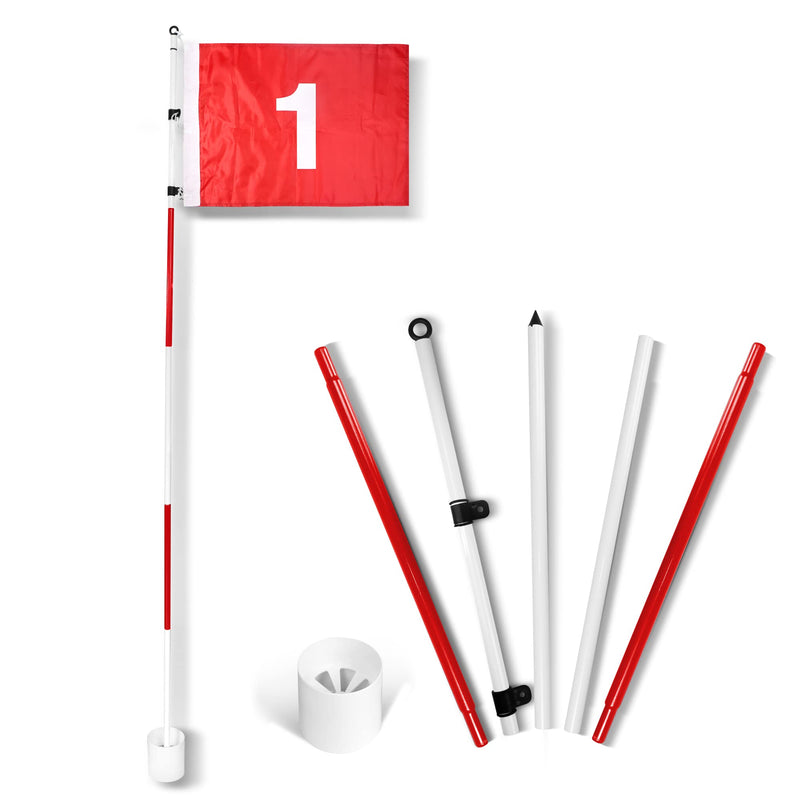 Anley 6 Ft Golf Flagsticks Golf Flag and Hole Cup Set - Golf Pin Flags for Standard Golf Course, Driving Range Backyard, Garden Golf - Detachable and Portable Design - Golf Gift