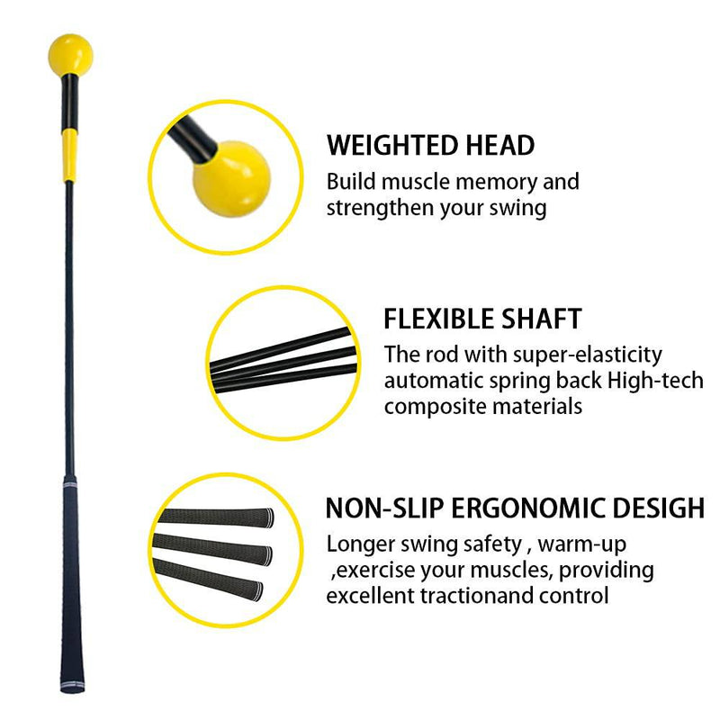 JARAGAR Golf Swing Trainer, Power Flex Golf Swing Training Aid for Improved Tempo Rhythm Balance and Strength, 48 Inches Yellow Golf Training Aids Warm-Up Stick Indoor Practice Accessories - Golf Gift