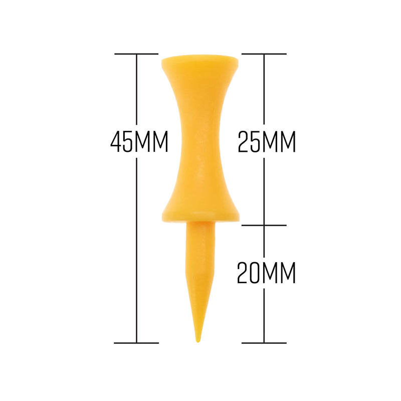 ECADDIE Yellow 45mm Plastic Castle Graduated Golf Tees (25 Pack) - Golf Gift