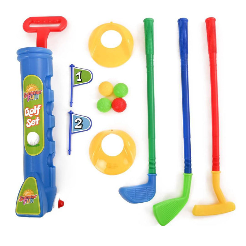 Kids Golf Club Set Garden Plastic Toy Cart Caddy Balls Bag Summer Beach Outdoor - Golf Gift