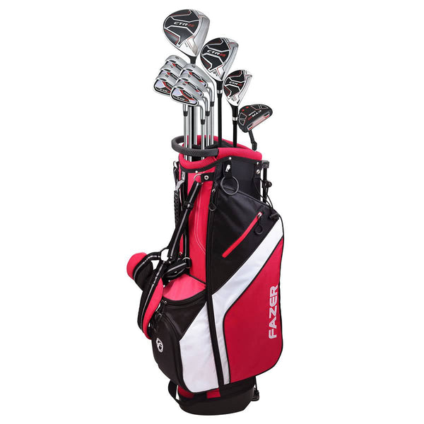 FAZER - CTR22 - Mens Stainless Steel Golf Package Set - Male Golf Club Set - 6 Irons, 1 Driver, 1 Fairway Wood, 1 Putter, 1 Hybrid - Black - Right Hand - Golf Gift