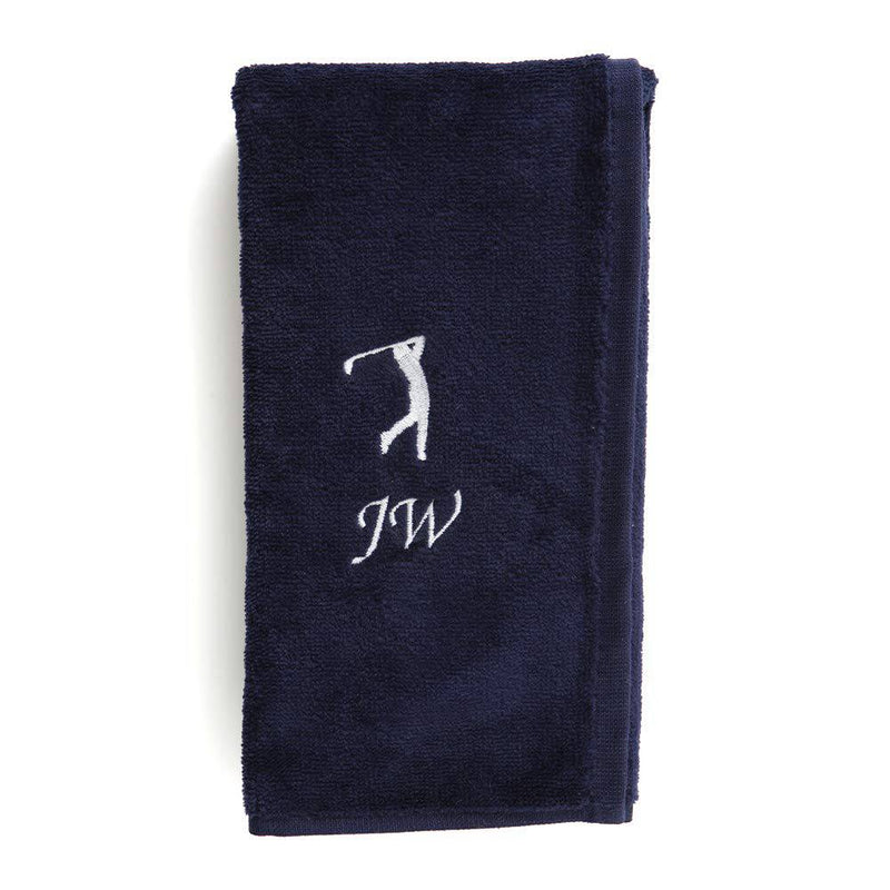 Personalised Golf Towel Navy Blue - Luxury Tri-Fold Any Name Towel Embroidered - Golf Gift