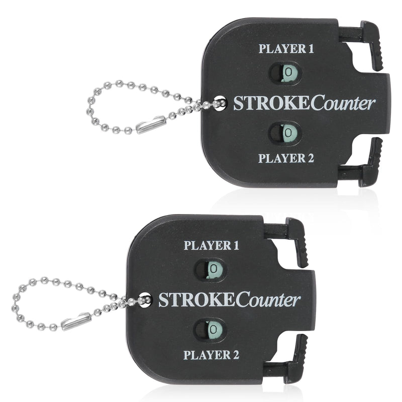 PEUTIER 2pcs Golf Stroke Counter, Mini Golf Shot Clicker Counter Black Golf Score Keeper with Dial Reset Tool Key Chain for Different Kinds of Competitions and Games - Golf Gift