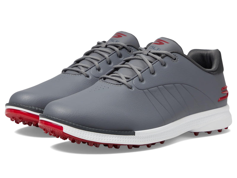 Skechers Men's Tempo Golf Shoe Without Spikes, Waterproof, Lightweight Sneaker, Grey red, 9 UK - Golf Gift