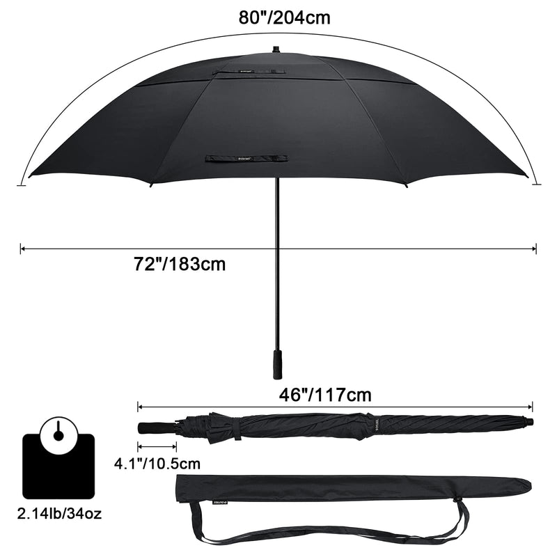 G4Free 55/63/69/72/80 Inch Golf Umbrella Windproof Double Canopy Extra Large Oversize Automatic Open Waterproof Umbrellas - Golf Gift