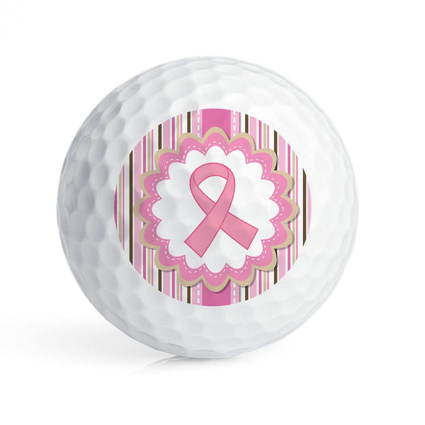 CafePress Breast Cancer Pink Striped Ribbon Golf Balls (Pk O Novelty Golf Balls (Pk of 6) - Golf Gift