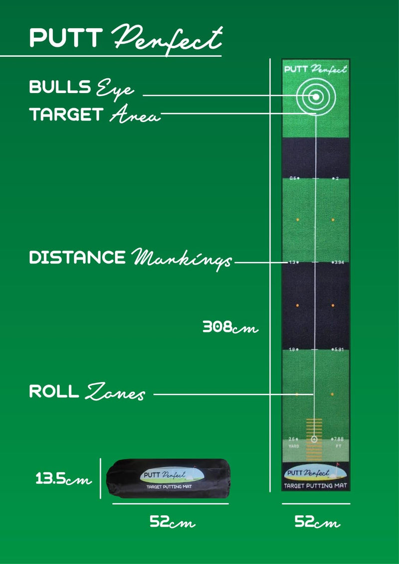 PUTT Perfect Golf Target Putting Mat 3meters in length - Golf Gift