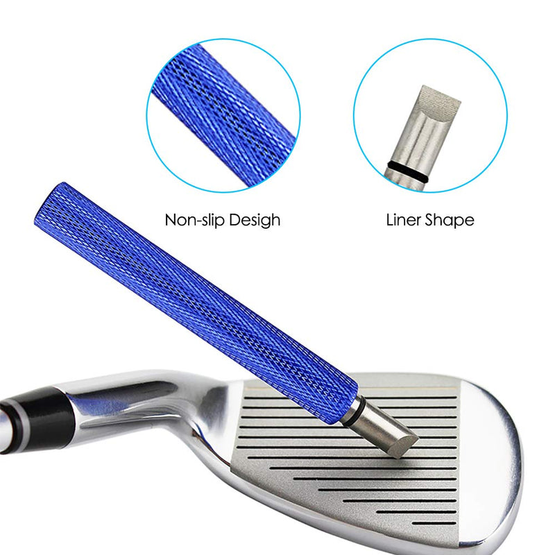 VIPMOON Golf Clean Tool Set,Retractable Golf Club Brush and 2 Golf Club Groove Sharpener for U & V-Grooves, Portable Golf Brush Tool Kits for All Golf Irons for Man (Blue) - Golf Gift