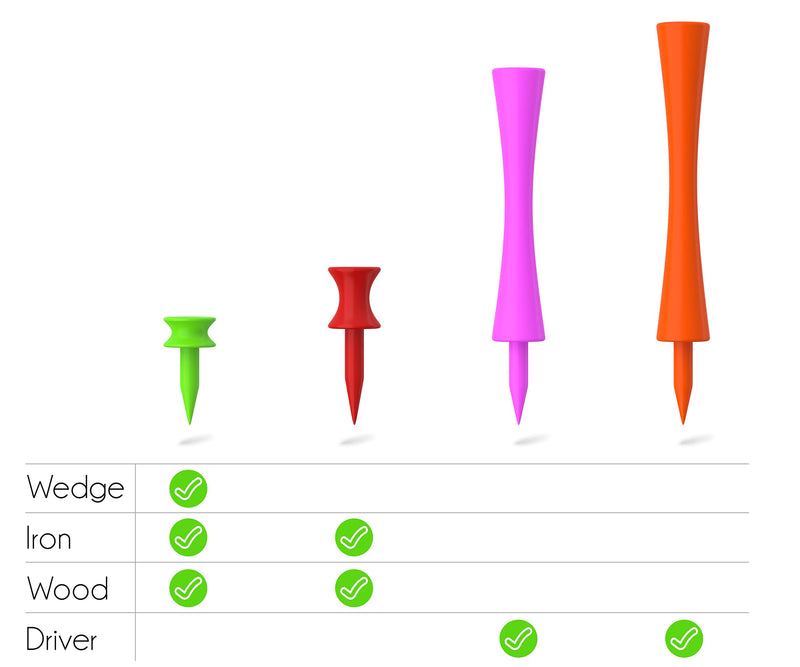 T- Bamboo Golf Tees | Pack of 50 Golf Tees | 60mm Castle Golf Tee (Orange) | Strong, Sturdy and Eco-Friendly | Each Pack of Bamboo Tees Includes 50 Tees and a Bamboo Pitch Mark Repair Tool - Golf Gift