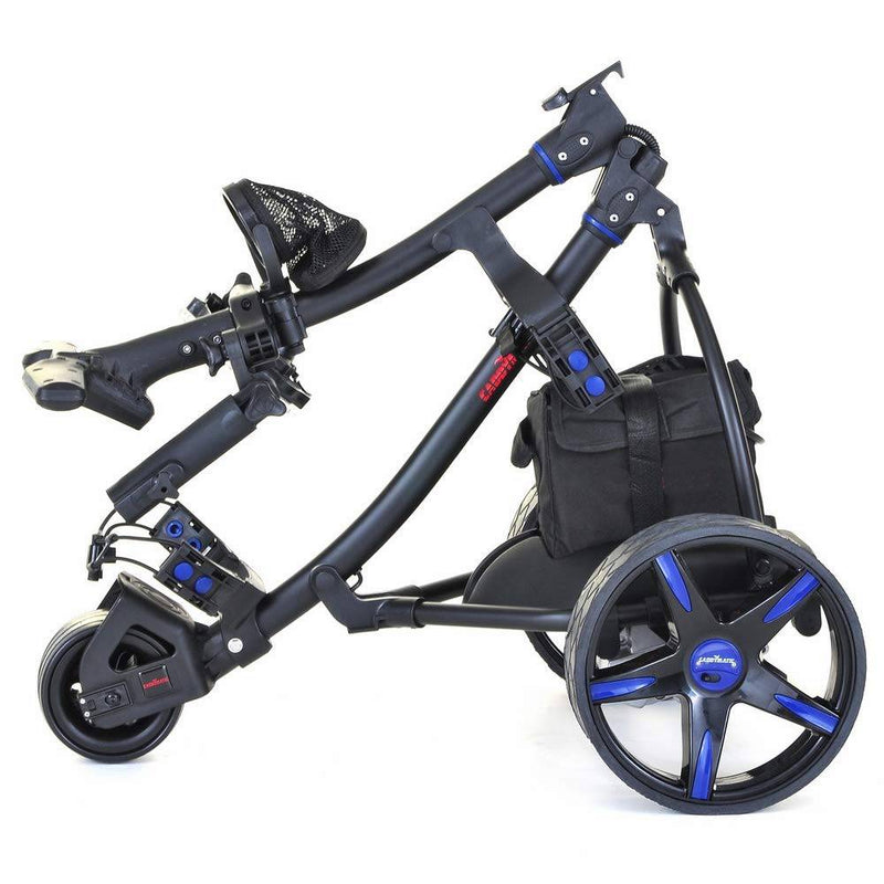 Caddymatic V2 Electric Golf Trolley/Cart With 36 Hole battery With Auto-Distance Functionality Black/Blue - Golf Gift