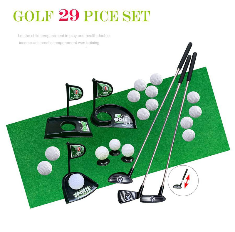 Golf Club Logo Practice Ball Sports Indoor Game Golf 23 inches Training 29 PCS with 12 Colorful Golf Balls Set Toy for Kids Toddler Metal - Golf Gift