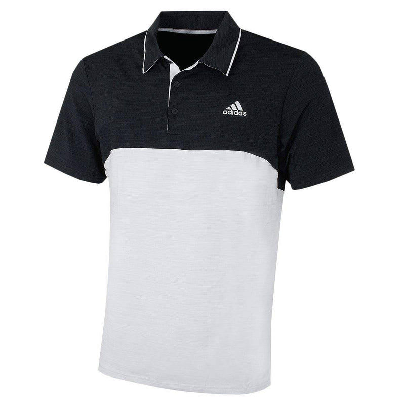 adidas Ultimate 365 Heather Blocked Polo - Black Heather/Grey One Heather, X-Large - Golf Gift