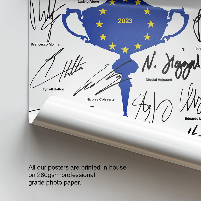 Team Europe Ryder Cup 2023 Signed Poster Photo Print Autograph Framed Memorabilia Golf Golfing Golfer Gift (A3 Poster Only) - Golf Gift