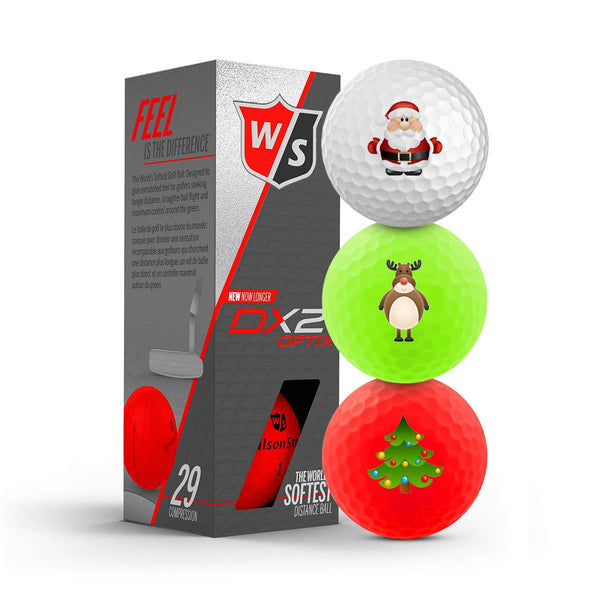 Wilson Staff DX2 Soft/Optix 2018 Xmas Golfballs, 3er Pack - Golf Gift