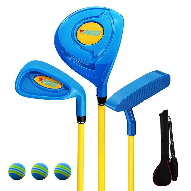 PGM Children's Golf Club Set - Can Hit Real Balls, Includes Wood, Iron, and Putter Clubs, Great for Beginner Boys and Girls, Instructional Training Set - Golf Gift