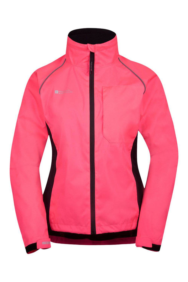 Mountain Warehouse Adrenaline Womens Waterproof Jacket - Breathable Ladies Coat, Taped Seams, Reflective Trims Rain Jacket - For Autumn Winter, Cycling, Running Bright Pink Women's Size 4 - Golf Gift