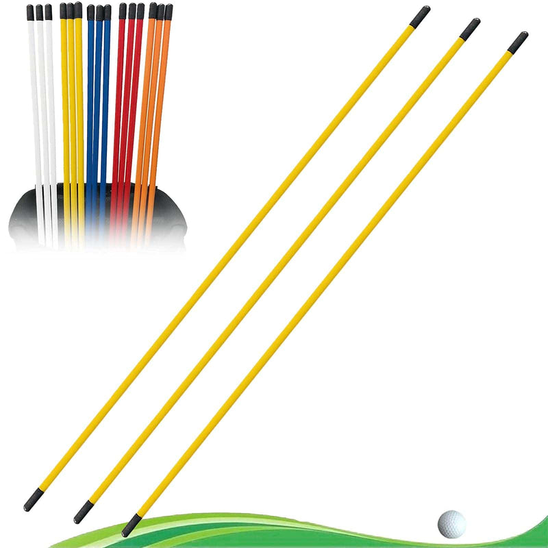 FINGER TEN Golf Alignment Sticks with Cover 48 Inch Practice Stick 3 Pack, Golf Training Aid Sticks for Aming Indoor Outdoor Garden (3 Pack in Yellow) - Golf Gift