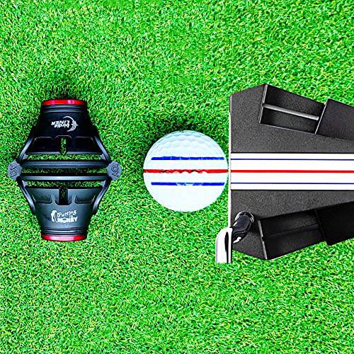 BIRDIE79 Premium Quality360-Degree Birdie Liner Drawing Alignment Tool Kit- 360-Degree Triple 3-Line Golf Ball Marker Stencil with Gift Box Including 3 Color Marker Pens-Patent Pending. - Golf Gift