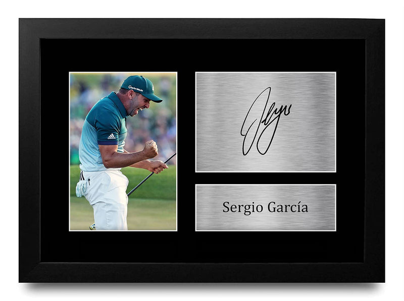 HWC Trading Sergio Garcia Gift Signed FRAMED A4 Printed Autograph Golf Gifts Photo Display - Golf Gift