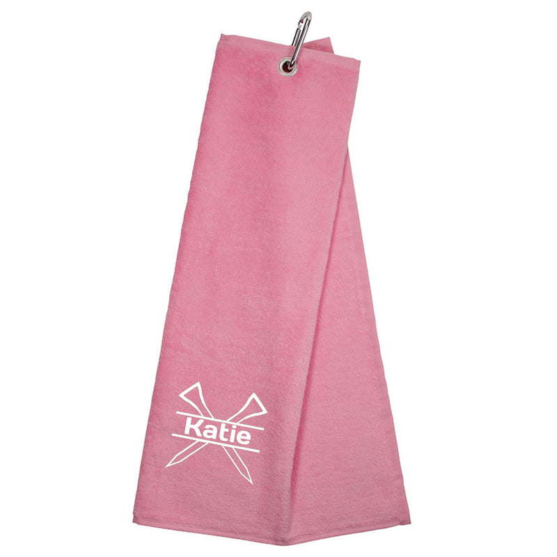 Always Looking Good Personalised Golf Towel Pink with Any Name Any Font Luxury Velour 50cm x 40cm Custom Embroidered Golf Towel with Carabiner Clip Gift- Golf Gifts for men and women - Golf Gift