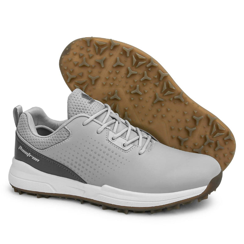 SUMECH Golf Shoes with Spiked for Mens Breathable Waterproof Non-Slip Wide Fitting Big Size,Grey,13 UK - Golf Gift