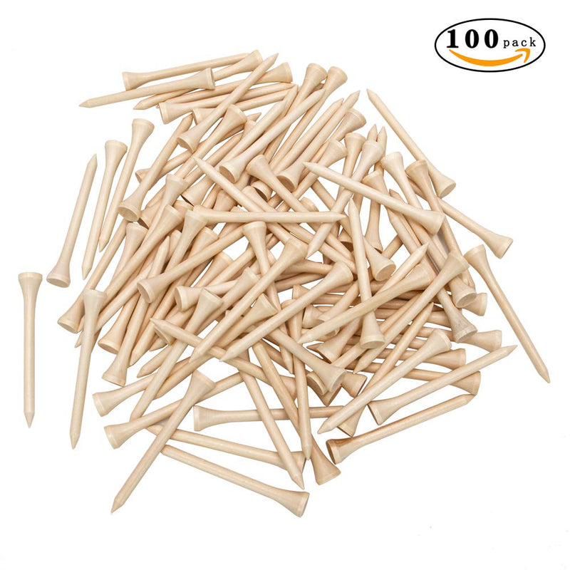 THIODOON Golf tees Less Friction Wooden Tees Training for Golfer Professional Natural Wood Golf tees Bulk 100 Count Golfing Tees (83mm, wood) - Golf Gift