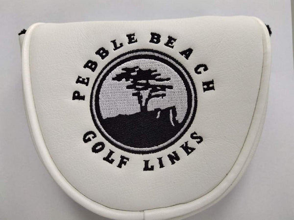 FLTRADE Pebble Beach Patterned Design Golf Links MALLET Putter Head Cover Magnetic Closure For Scotty Cameron Odyssey Callaway Taylormade Titleist Ping Mizuno Cobra,White - Golf Gift