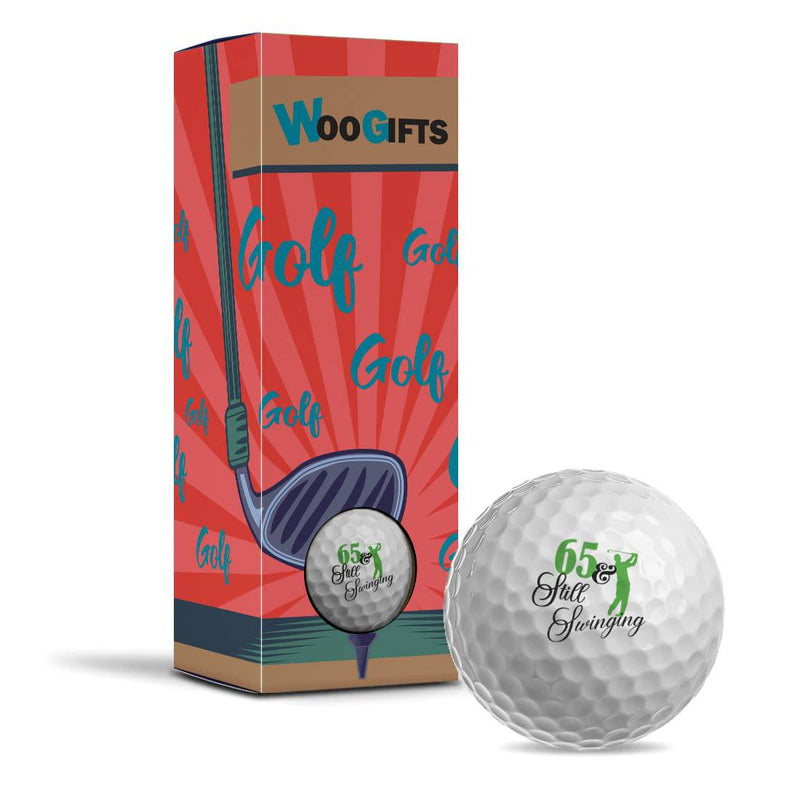 Destination Vinyl ltd 3 x Golf Balls - 65 & Still Swinging Sixty Five 65th Birthday Joke Funny Age Golfing Club Sport Husband Dad Brother Friend Men Gift