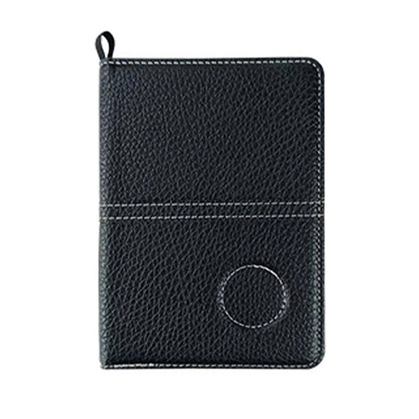 Dszemie Golf Scorecard Holder UK, Leather Score Card Holder for Golf Yardage Book Funny Waterproof Golf Scorecard Gifts Lychee Texture Scorecard Cover with 4 PCS Score Card for Men Women (Black) - Golf Gift