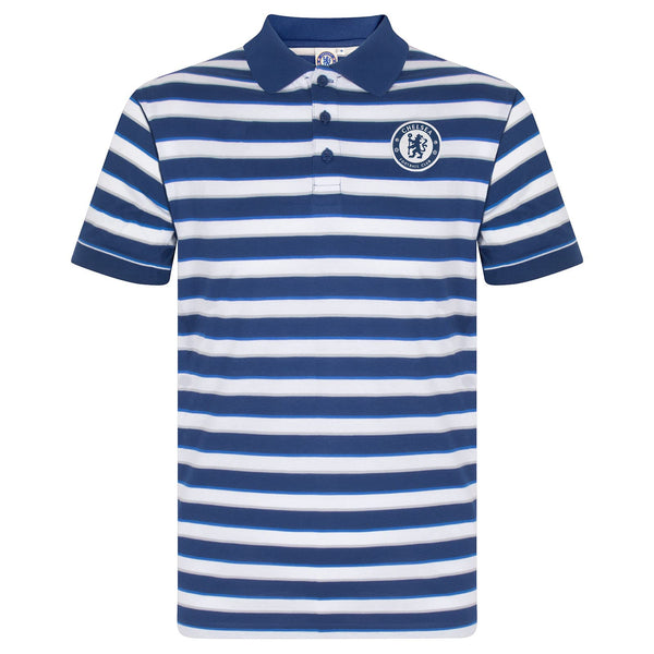 Chelsea FC Men’s Striped Golf Polo Shirt – Royal Blue