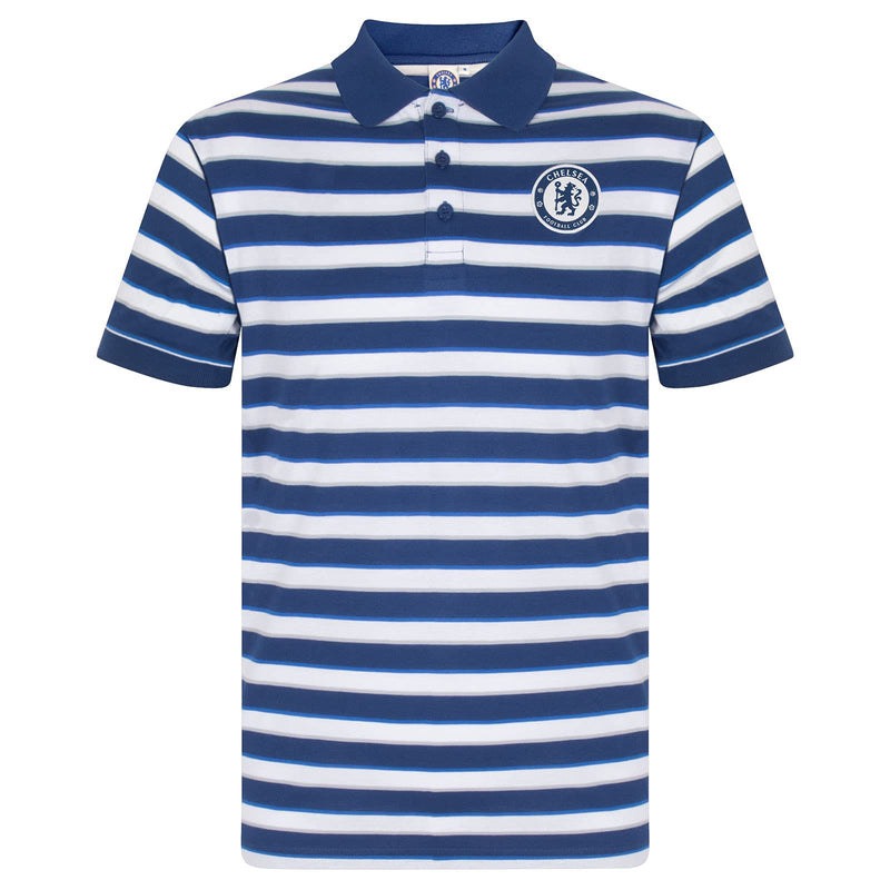 Chelsea FC Men’s Striped Golf Polo Shirt – Royal Blue