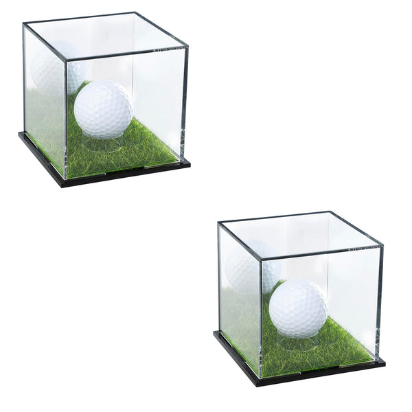 2 Pack Acrylic Golf Ball Case for Display, UV Protected Golf Ball Display Cube, Display Holder for Autographed Baseball, Tennis Ball, Golf Ball, Billiard Ball, Memorabilia Display Cases - Golf Gift