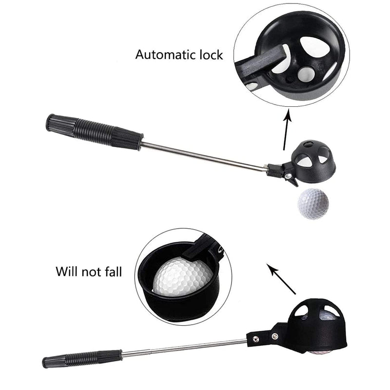 Harmon Wandyer Golf Ball Retriever, Portable Retractable Telescopic Scoop Saver Pick Up Automatic Locking Stainless Steel Shaft Tool - Golf Gift