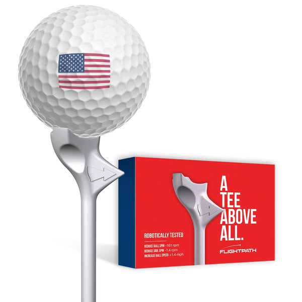 FLIGHTPATH Premium Golf Tees - Durable Plastic Golf Tees Designed to Enhance Golf Shot Distance & Precision - Robotically Tested to Reduce Ball Spin - USGA Approved Golf Equipment - (Pack of 8, 2.75“) - Golf Gift