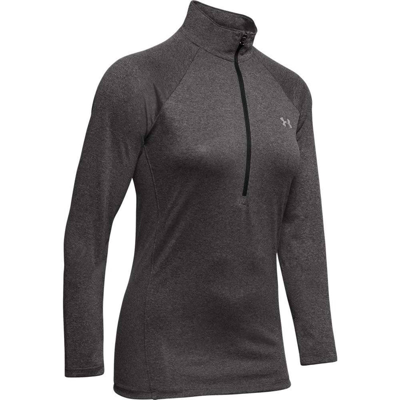 Under Armour Women's Tech ½ Zip, Grey, Medium Carbon Heather / / Metallic Silver (090), 1320126 - Golf Gift